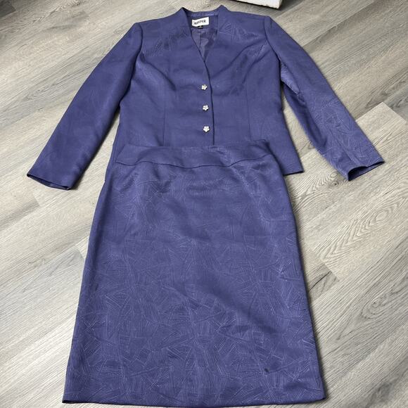 Kasper Skirt Set Womens Suit Blazer Purple Button Career Professional Work Sz 12 - Picture 1 of 6